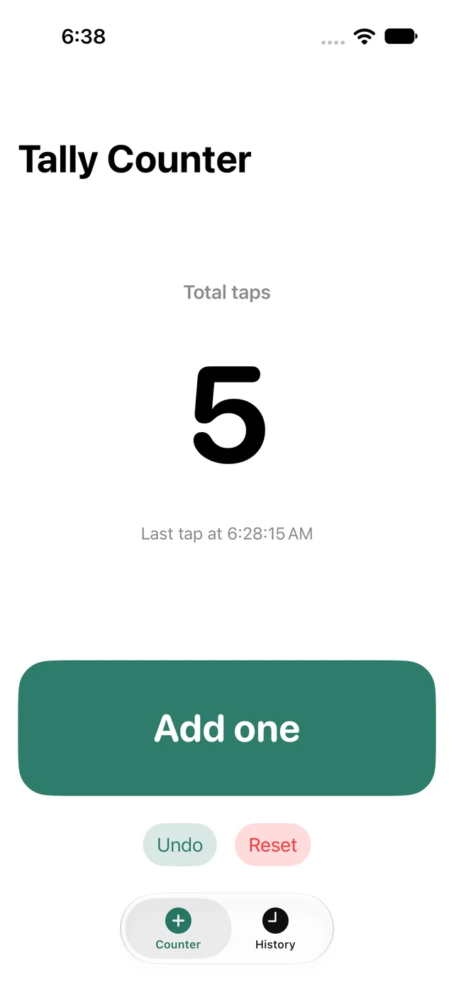 Actual Tally Counter build result, with the count at five