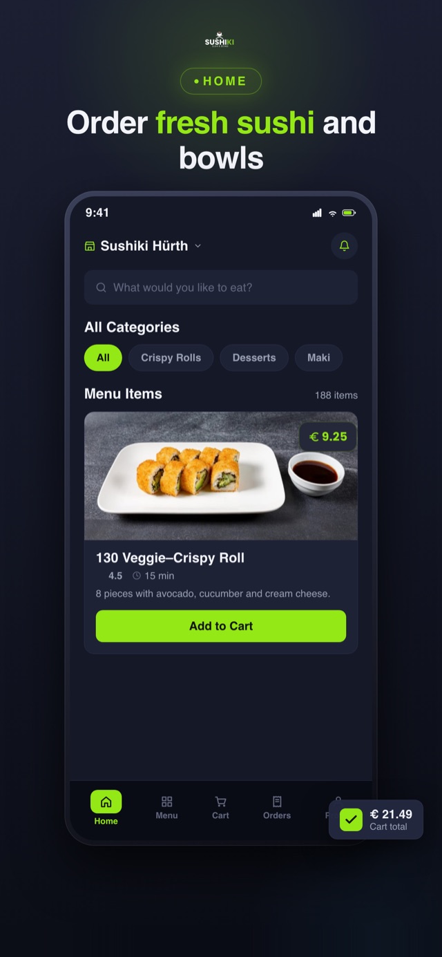 SushiKi customer app — home