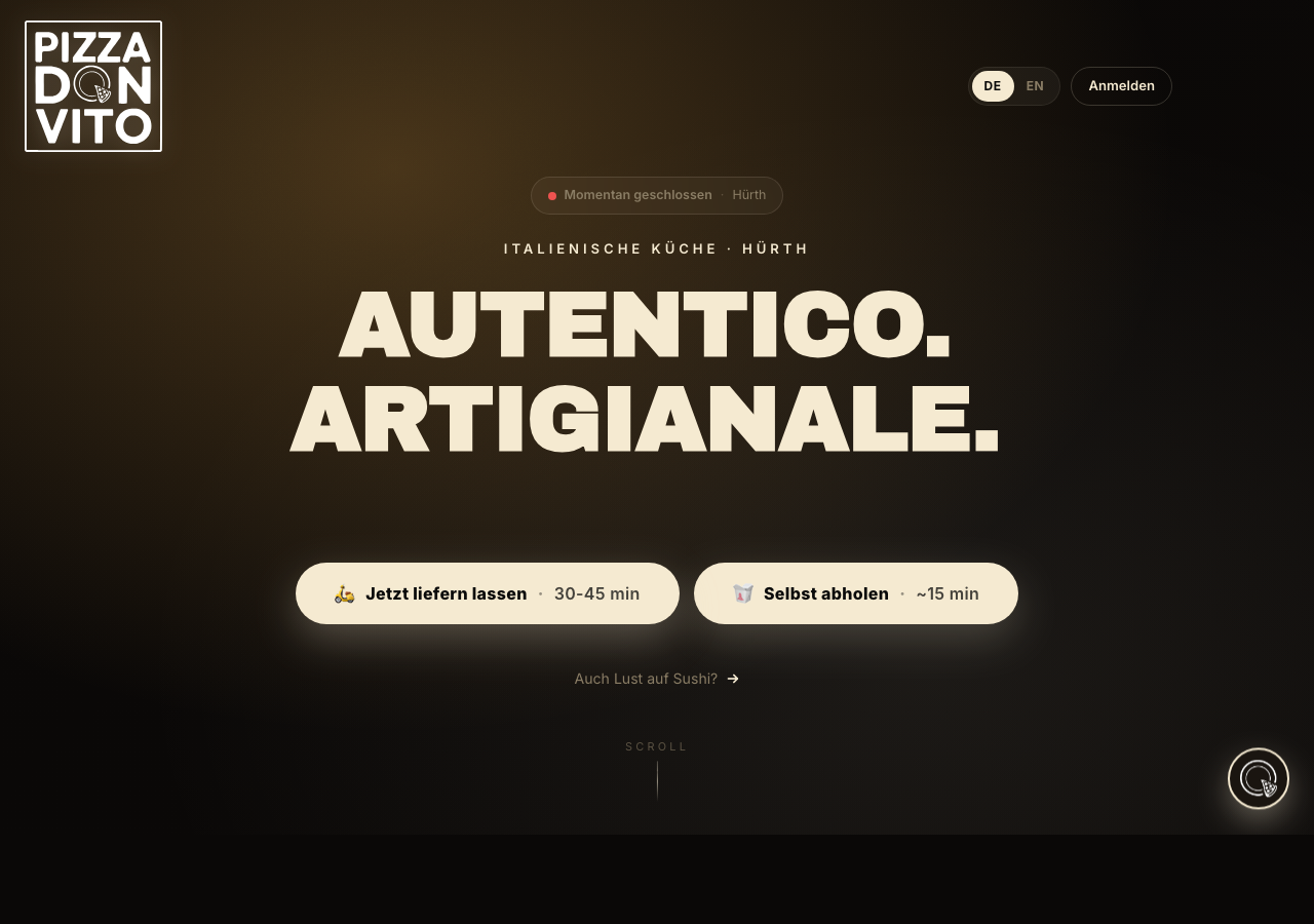 Authentic Italian pizza — ordered direct